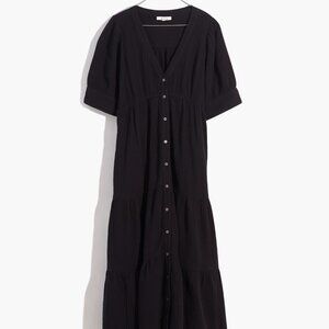 Madewell Lightspun Button-Front Tiered Midi Dress